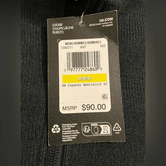 Under Armour Mens Medium Quarter Zip Specialist 1/4 Zip With Arm Zippered Pocket